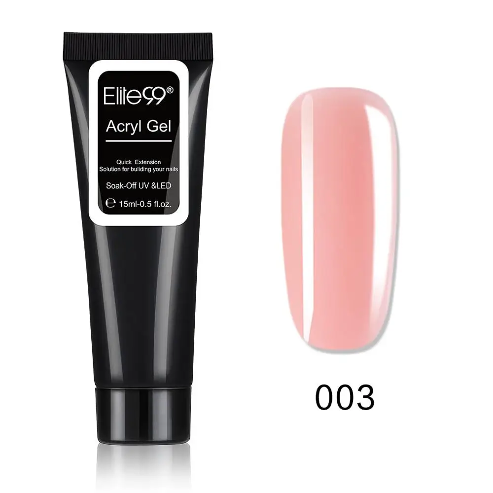 Elite99 15 мл полигель для ногтей акриловый полигель розовый белый металл с прозрачными кристаллами УФ светодиодный гель для наращивания