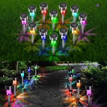 

HHONG 10Pack LED Solar Garden Light Stainless Steel Outdoor Solar Panel Lawn Light for Yard Villa