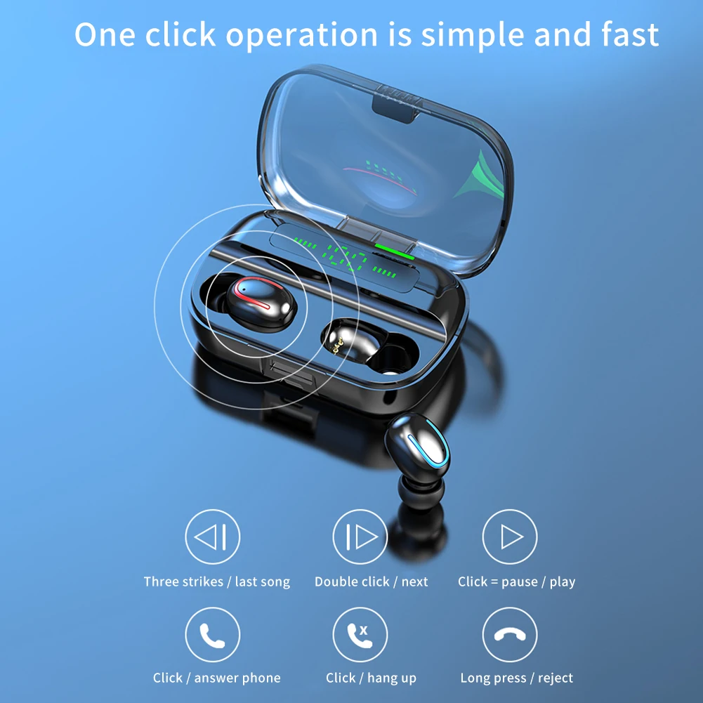 Q82 TWS водонепроницаемые спортивные Bluetooth наушники светодиодный цифровой дисплей вкладыши офисные беспроводные наушники силиконовая крышка устойчивы к поту