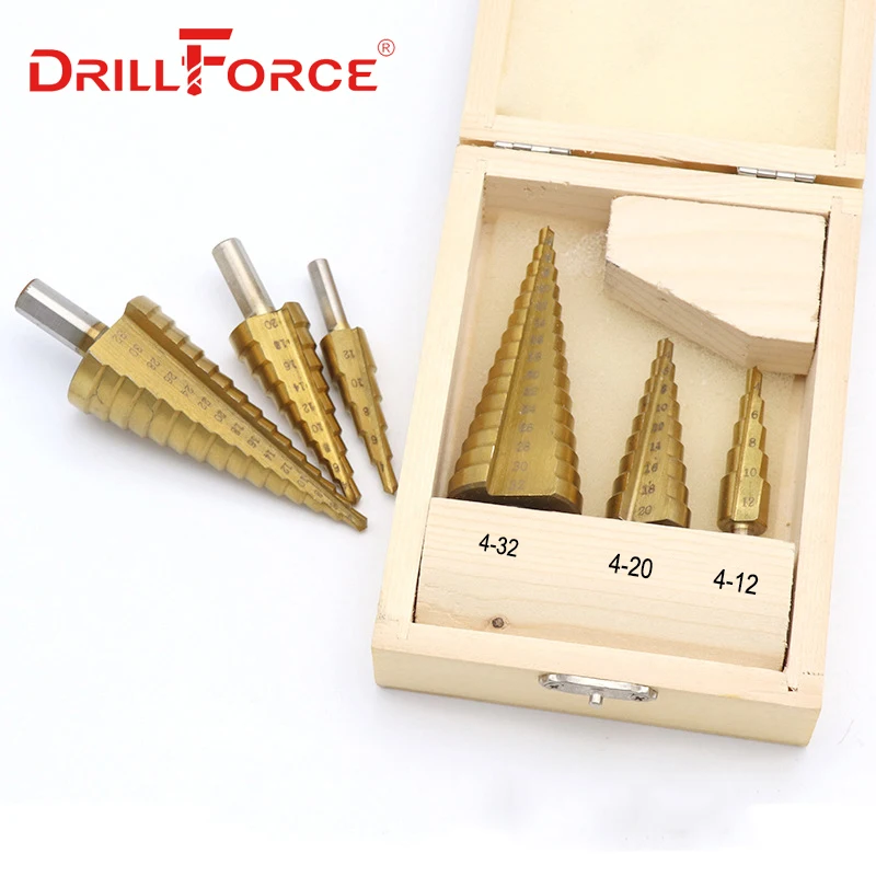 3PCS Step Cone Drill Bits HSS Spiral Grooved Reaming Hole Cutter For Metal Wood