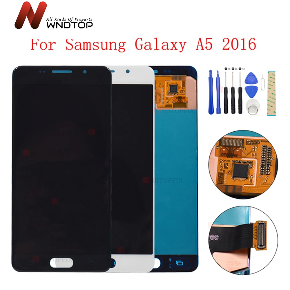 

AMOLED LCD Display Touch Screen Digitizer For Samsung Galaxy A5 2016 A510 A510F A510M A510FD A510Y LCD Assembly Replacement Part