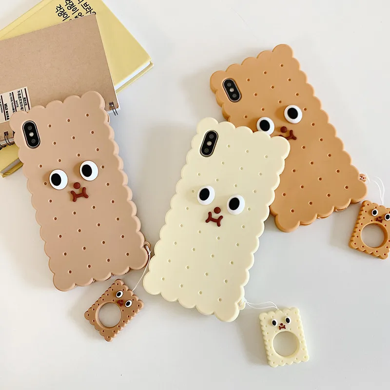 

Cute Biscuits Pendant Silicone Phone Cases For iPhone X XS MAX XR, TPU Soft Shell Phone Case For iPhone 8 7 6 6S Plus Coque