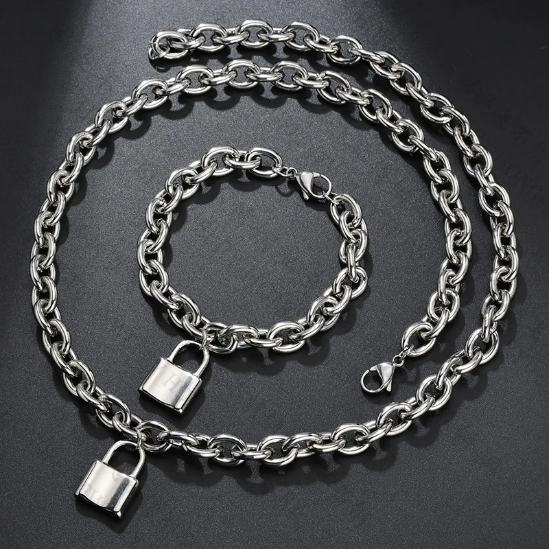 

Zciti Lover Lock Pendant Choker Necklace Steampunk Padlock Chain Necklace Collier Best Couple Jewelry Gift