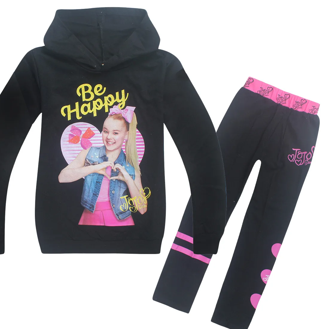 S7222 JOJO Siwa/топы с длинными рукавами для маленьких девочек, с капюшоном+ штаны, 2 предмета, одежда для маленьких детей, рубашки для малышей, комплекты, футболка с длинными рукавами и рисунком черепа - Цвет: S7222