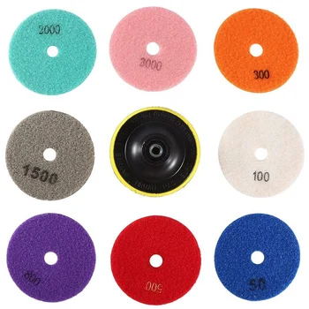 

HOT-8Pcs Polishing Pads Grinding Disc Polishing Disc with 1 Piece Sticky Discs for Polisher Granite Marble Polishing 100mm