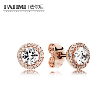 

FAHMI 100% Sterling silver 1:1 Glamour 286272CZ ROSE CLASSIC ELEGANCE EARRING Original Women wedding Fashion Jewelry 2018