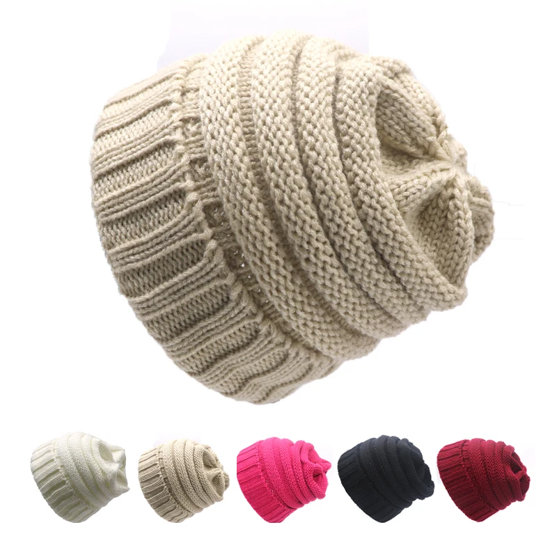 Эластичные вязаные шапки, зимние шапки для мужчин и женщин Skullies Beanies, одноцветные вязаные хлопковые плотные теплые повседневные Хип-хоп шапки
