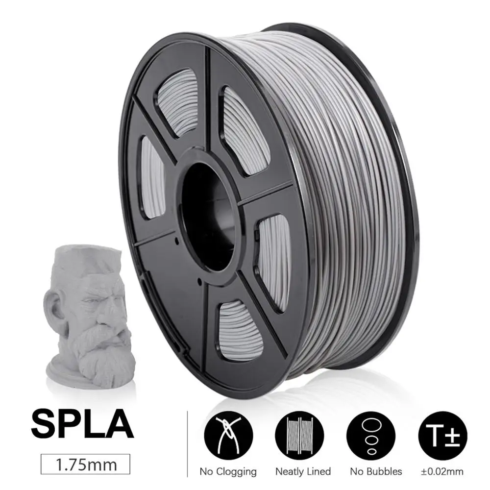 Filamento SPLA para impresora 3D, 1,75mm, 1KG, rollos como filamento PLA, Material plástico, almacén oversea, envío rápido y de alta calidad