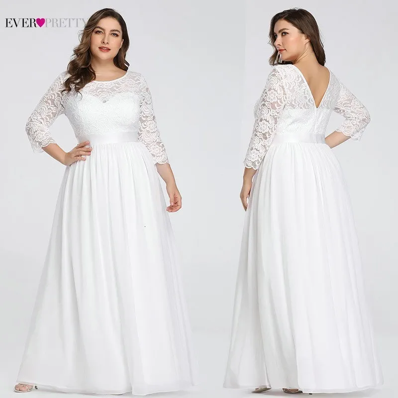 Кружевные свадебные платья размера плюс, элегантные женские свадебные платья трапециевидной формы с длинным рукавом и круглым вырезом, Vestido De Noiva
