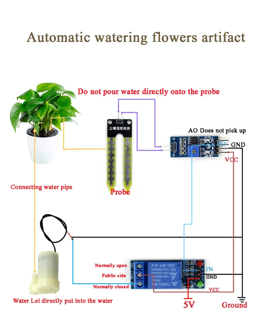 DIY Automatic Watering Irrigation System Soil Moisture Sensor Pump Module Kit