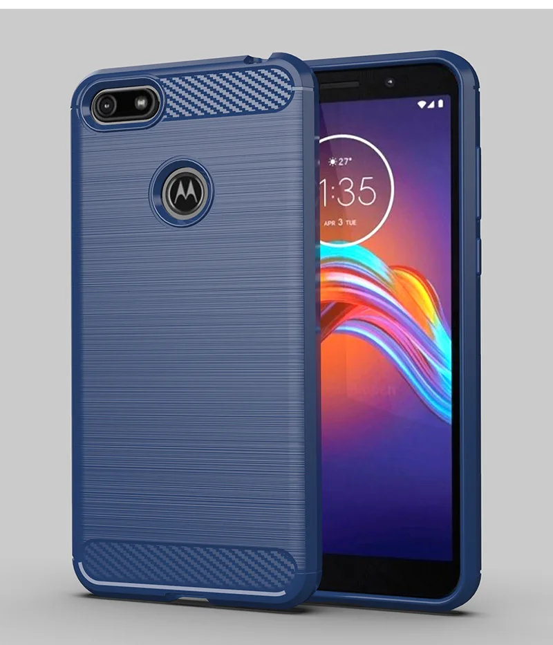 Для Motorola Moto E6 Play Мягкий противоударный бампер из углеродного волокна Полная Защита силиконовый чехол для телефона для Moto E6 Play