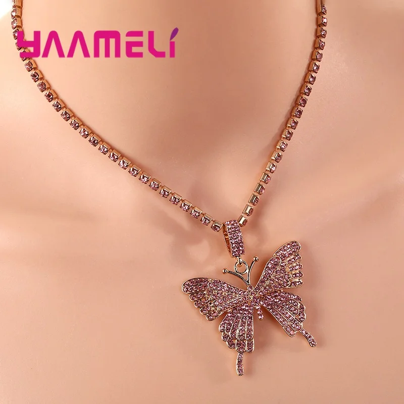 Elegance Ladies Bracelets Shining 925 Sterling Silver Full Rhinestone Cubic Zircon Betterfly Charms Bangle for Wedding Party | Украшения и