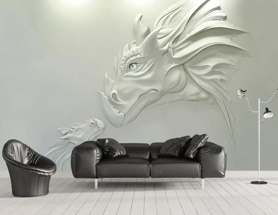 Custom 3d Wallpaper Mural 3d Three Dimensional Relief Animal God Beast Porch Background Wall Living Room Bedroom Decoration Mura Fabric Textile Wallcoverings Aliexpress