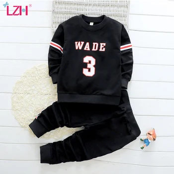 

LZH 2020 Autumn Casual Loose Children's Tracksuit Letter Toddler Boy Clothes Cotton Kids Set 2Pcs Suit Black Costume For Girls