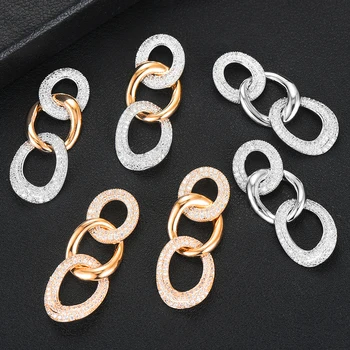 

GODKI Bohemian Vintage Tassel Chunky Link Earrings For Women 2019 Fashion Geometric Round Earrings ZIRCON Cross Earring Jewelry