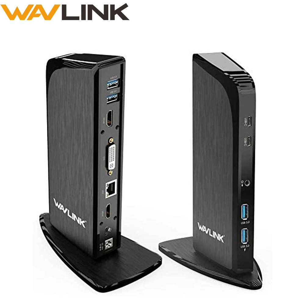 Wavlink Универсальный USB C двойной дисплей док станция с 4K HDMI DVI Gigabit RJ45 60 Вт PD для