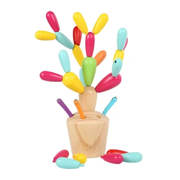 

Wooden Puzzles Cactus For Kids Educational Disassembly Assembly Building Cactus Balancing Puzzle Fun Toy For Children Gift