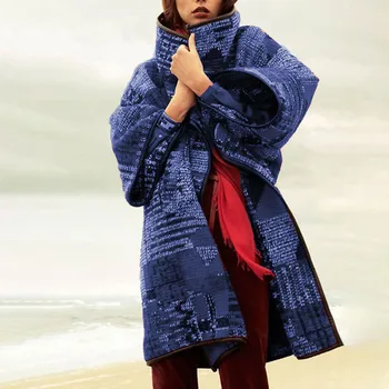 

SAGACE 2020 novel Women Plus Size Lapel Long Sleeves Printing Woollen Coat particular thick warm Jacket ladies Chic fashion