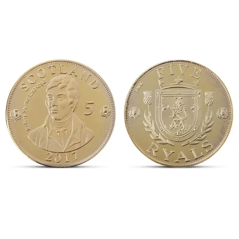 Шотландский поэт Робер Бернс Памятная коллекция монет подарок сувенир - Цвет: Золотой