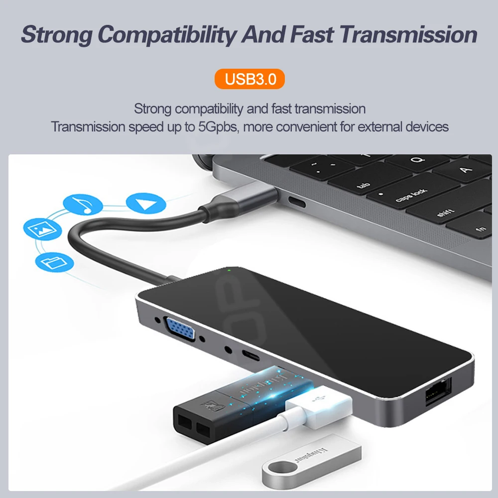 11 портов s USB 3 0 концентратор для HDMI VGA RJ45 адаптер док станция SD/TF кардридер аудио