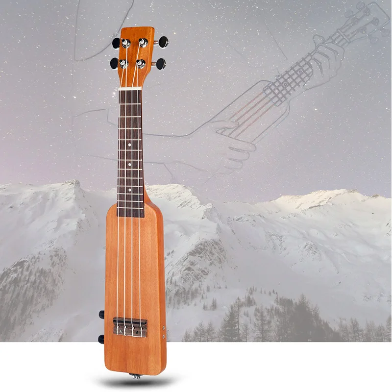 Electric Ukulele Creative 21Inch Solid Wood Okoume Electric Ukulele Ukelele Uke with 3.5mm and 6.35mm Outputs Including Carrying
