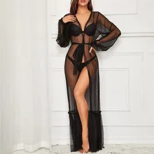 Black Lingerie for Woman Cloak Sexy Lace Dress Sheer Gown See Through Kimono Robe Soutien Gorge Sexy Erotique 30OCT24