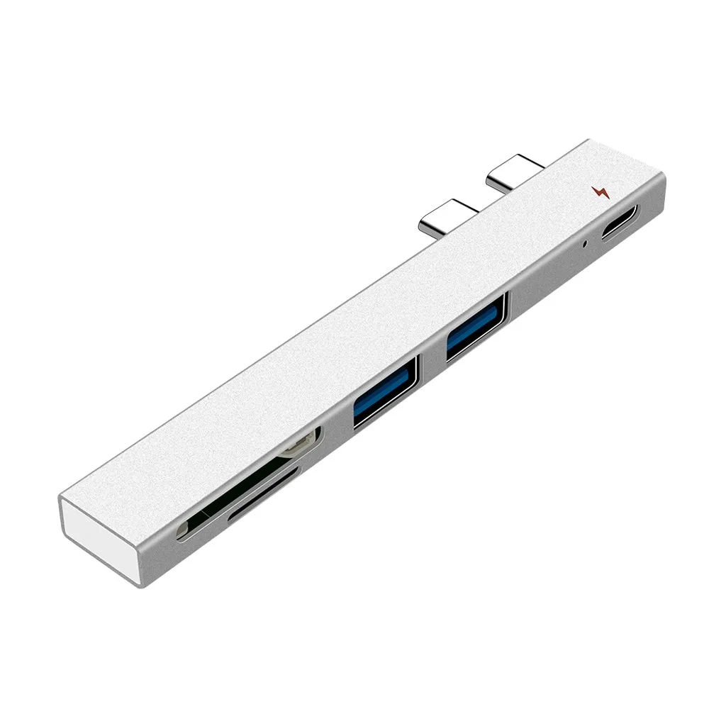 Алюминиевый концентратор 5 in1USB C концентратор двойной тип C адаптер док-станция с USB PD зарядное устройство SD/TF слот для ПК для Apple Mac-book Windows XP# G1