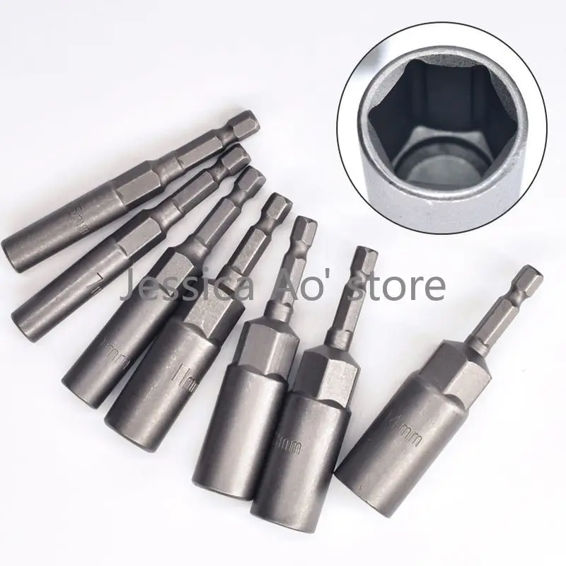 2pcs motor carbon brushes kit set for power tool 15mmx10mmx6mm carbon brush 40mm length high quality carbon brush electric tool 2pcs 6-19mm 80mm Length Power Tool 6.35mm Deep Hex Socket Sleeve Nozzles 1/4