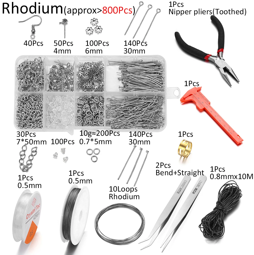 800pcs Jewelry Making Starter Kit Earrings Necklace Findings DIY Beads Plier Tools Set Jewelry Repair Tool Set Jewelry Supplies - 4