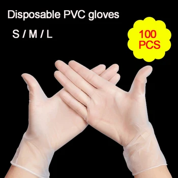 

100Pcs Disposable PVC Gloves Transparent Dishwashing Kitchen Latex Rubber Garden Gloves Universal for Home Clean Towayer