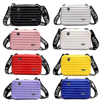

Women Crossbody Bags Mini Suitcase Shape Shoulder Bags with Wide Letter Strap