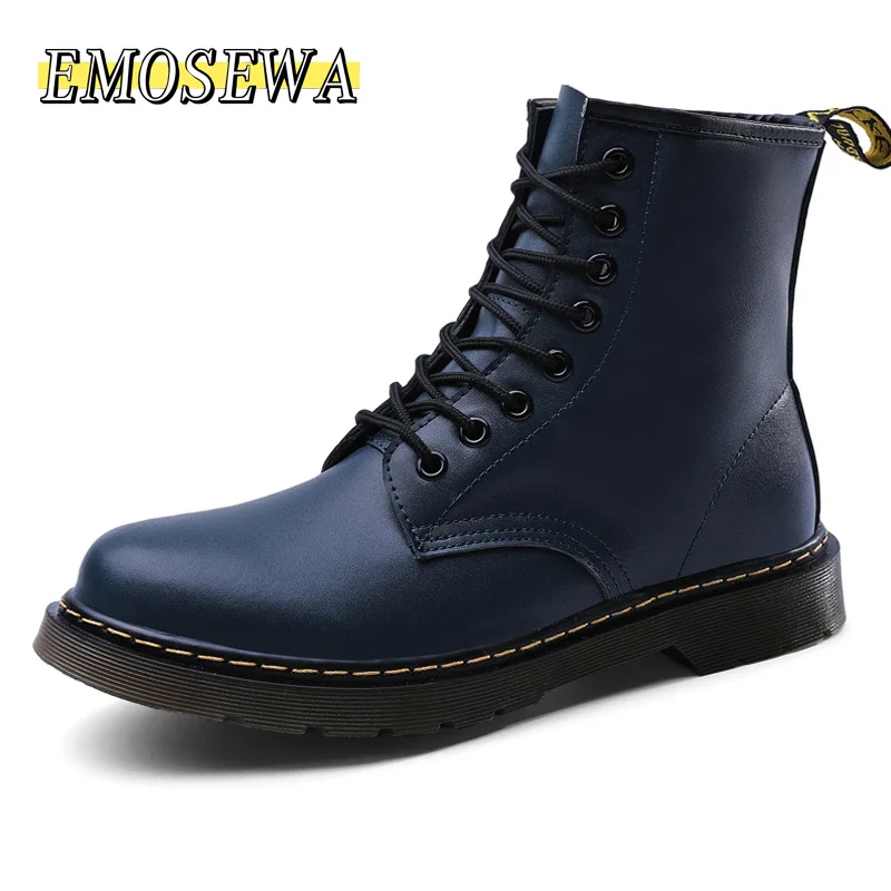 

EMOSEWA Autumn Winter Men's Boots Cow Genuine Leather Men Shoes Fashion Motorcycle Boots Comfortable Ankle Boots Casual Shoes