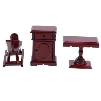 

Miniature Red Wooden Rocking Horse Chair Cabinet Table Nursery Room Furniture Accessories 1:12 Doll House Toys Dollhouse