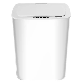 

HOT-Touchless Kitchen Trash Can ligent Induction Motion Sensor Wide Opening Sensor Eco-Friendly Waste Garbage Bin,White
