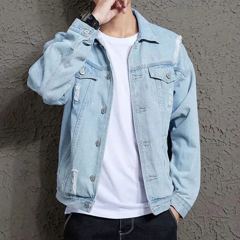 Men's Spring Ripped Jeans Jacket 