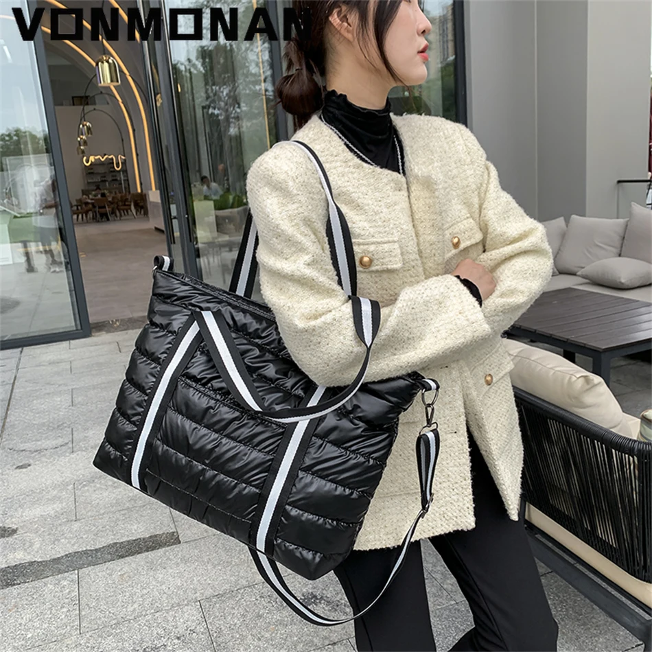 Puffer Tote Bag, Luxury Chic Quilted Large Padded Soft Handbags with Zipper  for Women Winter