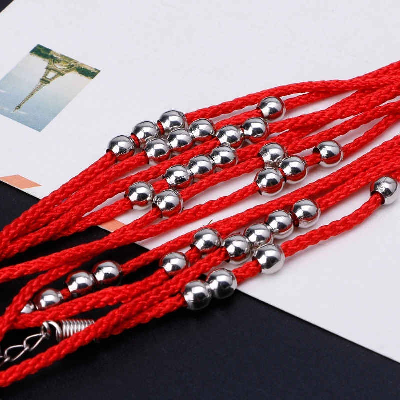 

10pcs Chinese Feng Shui Lucky Rope Strap Red Rope String Beads Lover Bracelets U50C