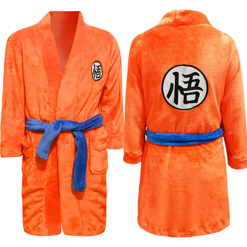 Shcro Adult Kids Bathrobe Dragon Ball Cosplay Son Goku Costume Bath Robe Sleepwear Pattern Plush Robe Women Men Pajamas Cartoon Color : Adult