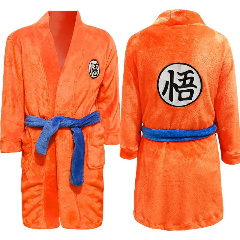 BOOCRE Son Goku Cosplay Costume Kids Adult Unisex Bathrobe Plush Bath Robe Sleepwear Pattern Pajamas -Zentai shop online