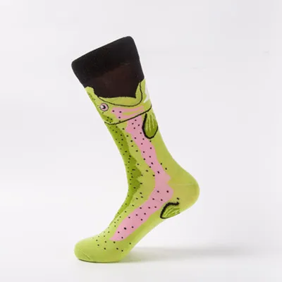 Jerrinut/1 пара мужских носков унисекс с принтом мультяшных животных, забавные чёсаные хлопковые цветные мужские носки Harajuku Happy wo men - Цвет: Salmon