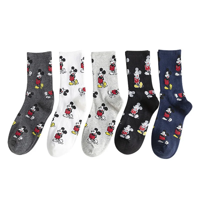 1 пара модных женских милых носков с Микки Маусом носки с героями мультфильмов в стиле Харадзюку женские хлопковые спортивные носки на весну и осень