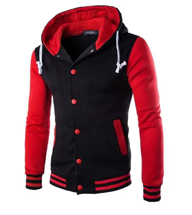 Men Baseball Jacket Boy Patchwork Button Hoodies Coat Mens Slim Fit College Varsity Outdoor Sportswear Brand Stylish Veste Homme rain jacket men