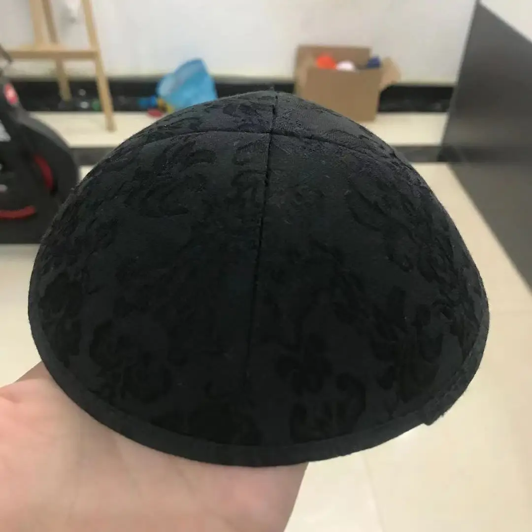 Черный Жаккардовый атласный KIPPA KIPPOT KIPOT с белой вышивкой для свадьбы |