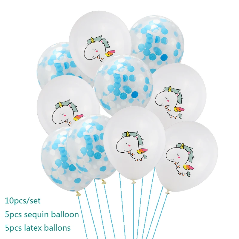 10pcs ballon 6 шт Единорог вечерние попкорн коробка день рождения для украшения детского душа Единорог тема вечерние Попкорн сумка для вечеринок - Цвет: 10pcs ballon