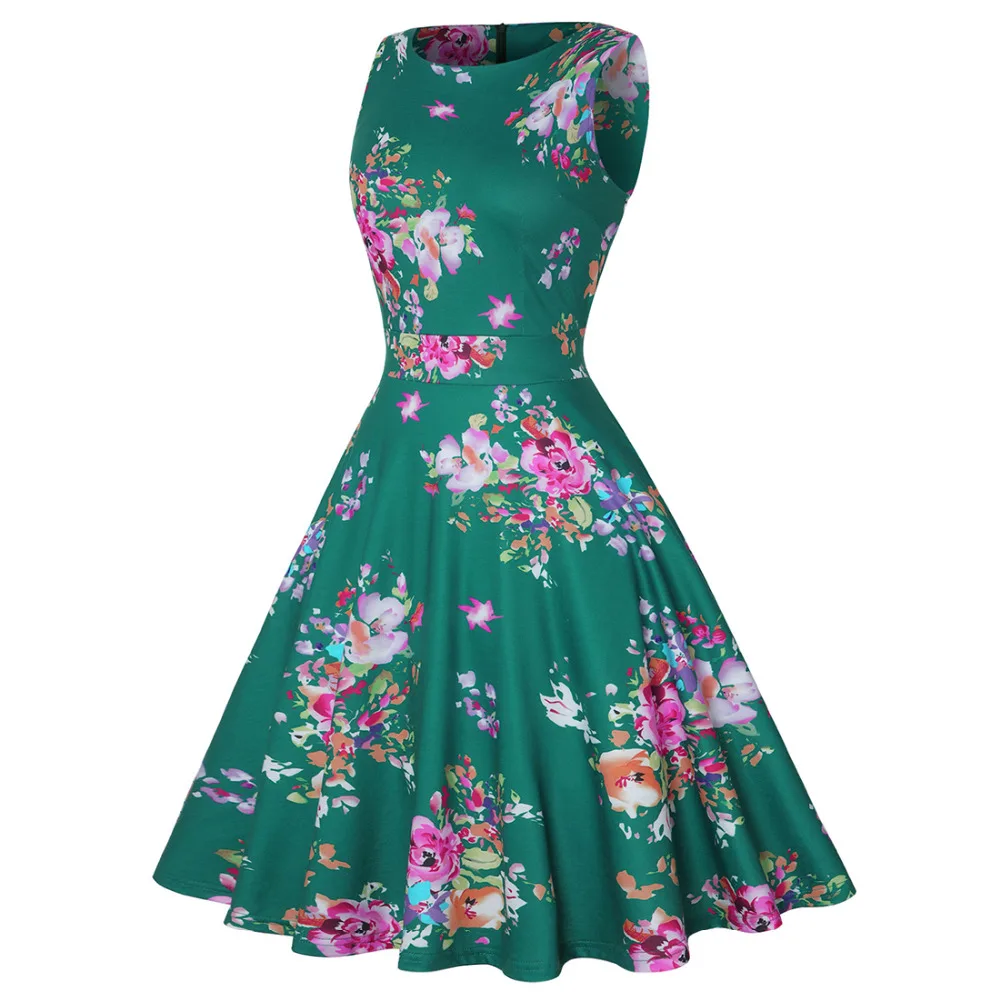 40 s, 50 s, 60 s, винтажные платья, женское летнее платье, 1950 s, элегантная зеленая Туника без рукавов, рокабилли, Ретро стиль, женские Свинг платья для вечеринок