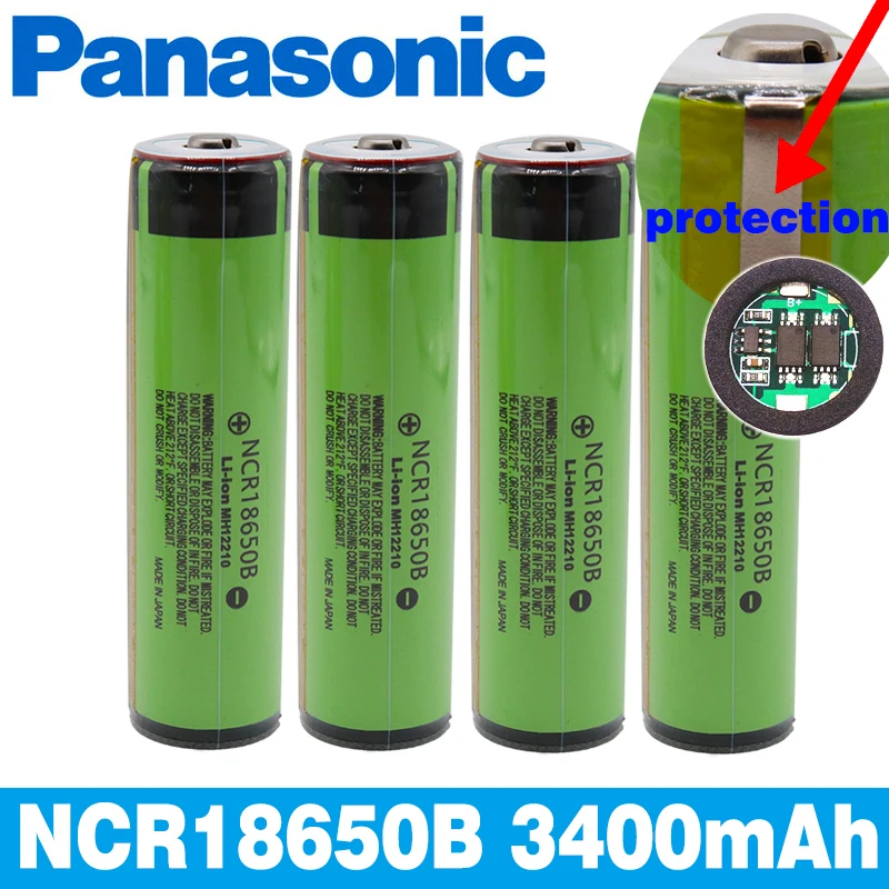 

Panasonic 100%Original Protected 18650 NCR18650B Rechargeable Li-ion battery 3.7V With PCB 3400mAh For Flashlight batteries use