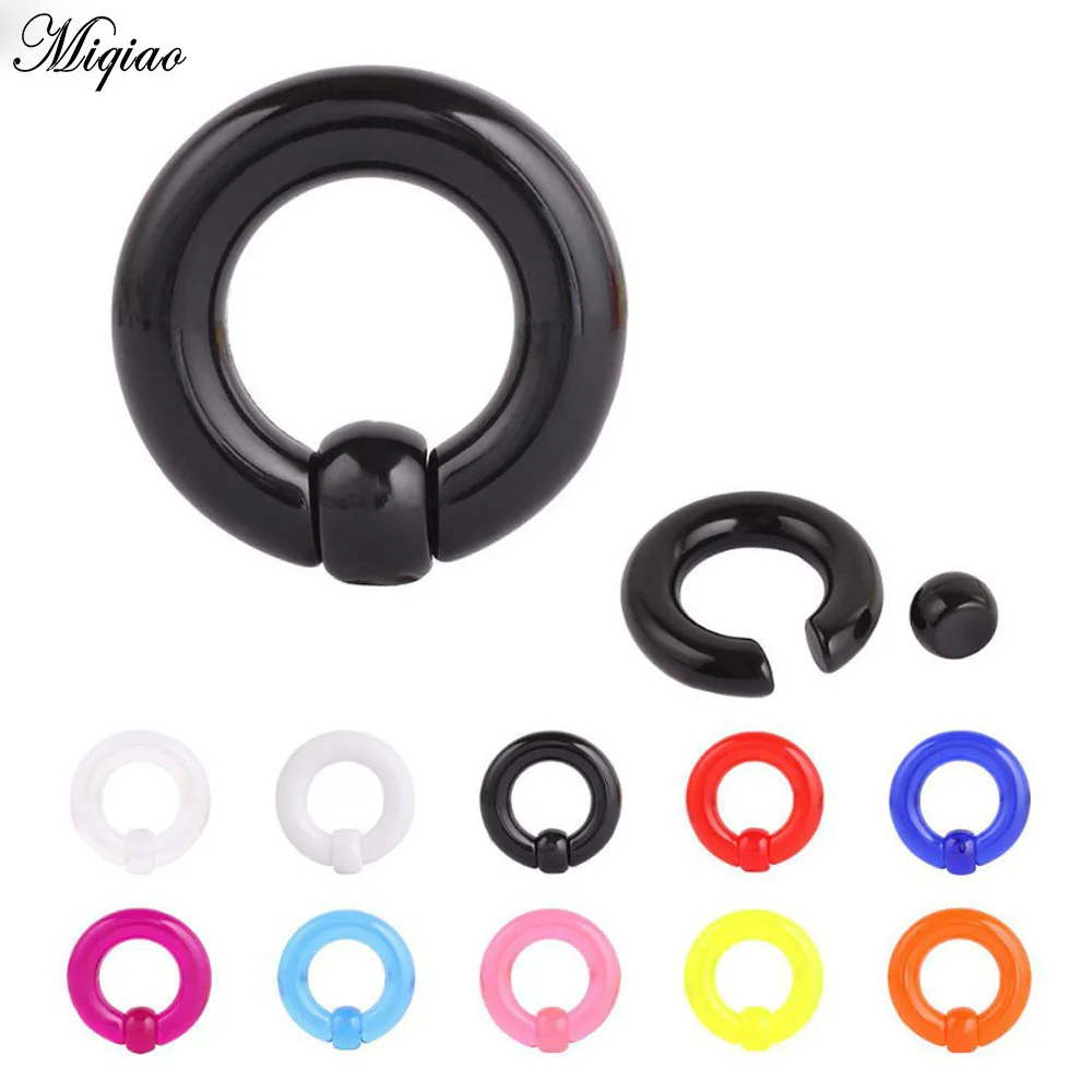 Miqiao 1pcs Acrylic Ear Tunnel Plug Expander 2-8mm Guages BCR Big Large Size Giant Captive Bead Ring Nose Piercing Jewelry | Украшения и