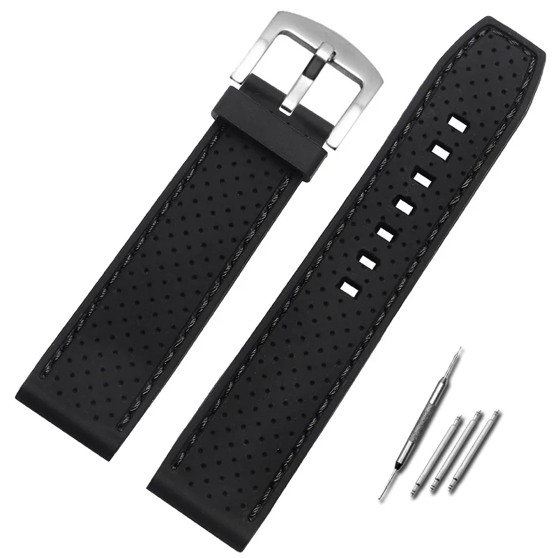 

Наружный спортивный силиконовый ремешок для часов черный водонепроницаемый резиновый браслет мужской универсальный браслет 18 20 22 24 мм