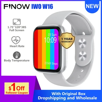 

Finow W16 ECG Smart Watch Men 1.75 Inch 320*385 HD Screen Body Temperature IP68 Waterproof Smartwatch VS IWO12 Pro W46 W26 Watch