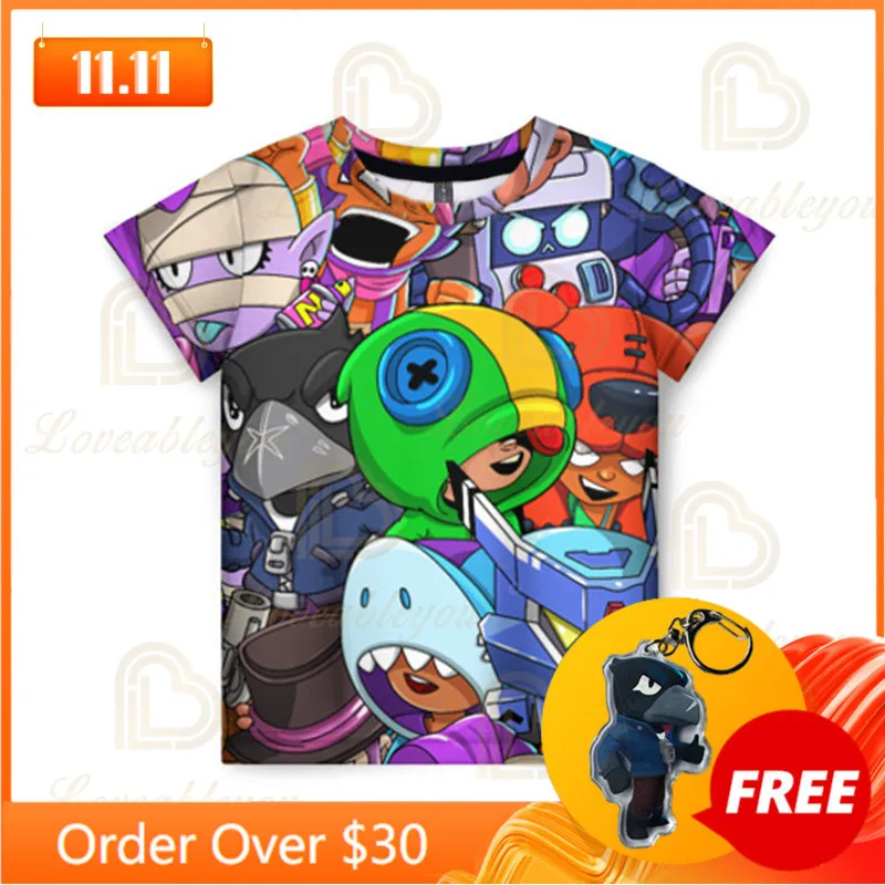 

Star POCO Shelly 8 To 19 Years Kids T-shirt Shooter Game Leon 3D Teen Tshirt Boys Girls Browlings Cartoon Tops Teen Clothes